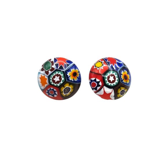 Vintage Venetian Murano Millefiori Glass Bead Necklace & Clip-On Earrings Set - Picture 9 of 16